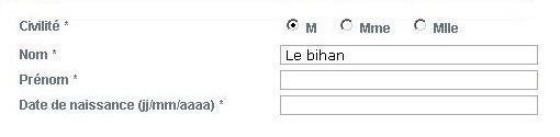 capture d’écran d’un formulaire label loin du champ
